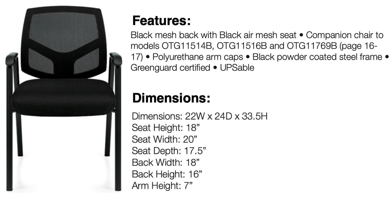  Offices To Go Executive Mesh Back Side Chair OTG11512B 