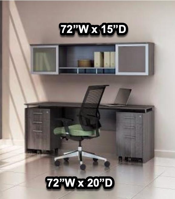 Mayline Group Mayline Medina 72" Gray Steel Finished Credenza Desk with Mobile Pedestals and Hutch