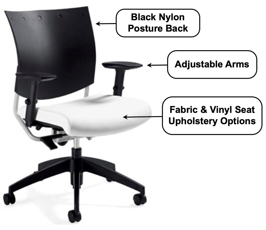 Global Total Office Global 2738 Graphic Ergonomic Poly Back Office Chair with Adjustable Arms