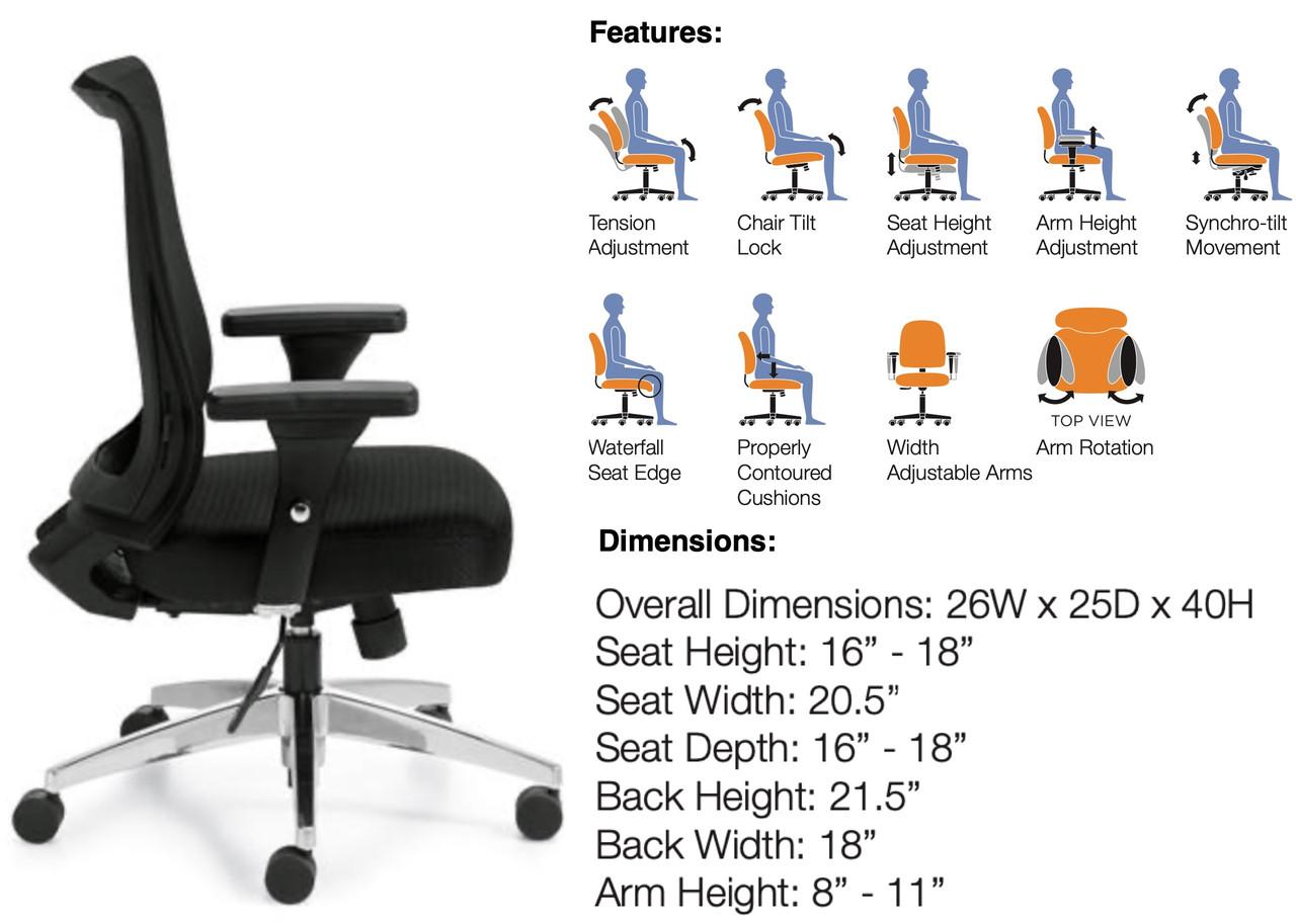 Offices To Go Mesh Back Executive Chair 11325B