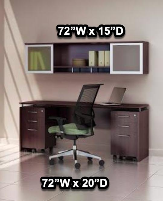 Mayline Group Mayline Medina Credenza Desk with Mobile Pedestals and Hutch in Mocha