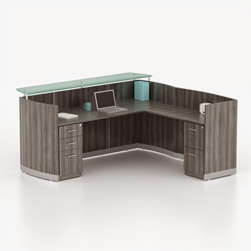 Mayline Group Mayline Medina Gray Steel L Shaped Reception Desk with Storage Pedestals