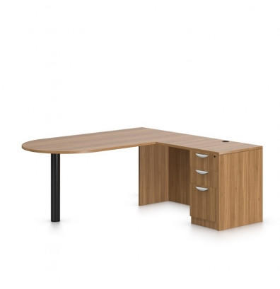 Offices To Go Superior Laminate D-Island Corner Desk with Pedestal (5 Finishes Available!)