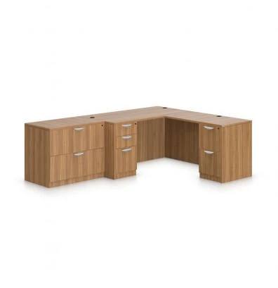 Offices To Go Superior Laminate L Shaped Desk with Freestanding File Cabinet SL-N (5 Finishes Available!)
