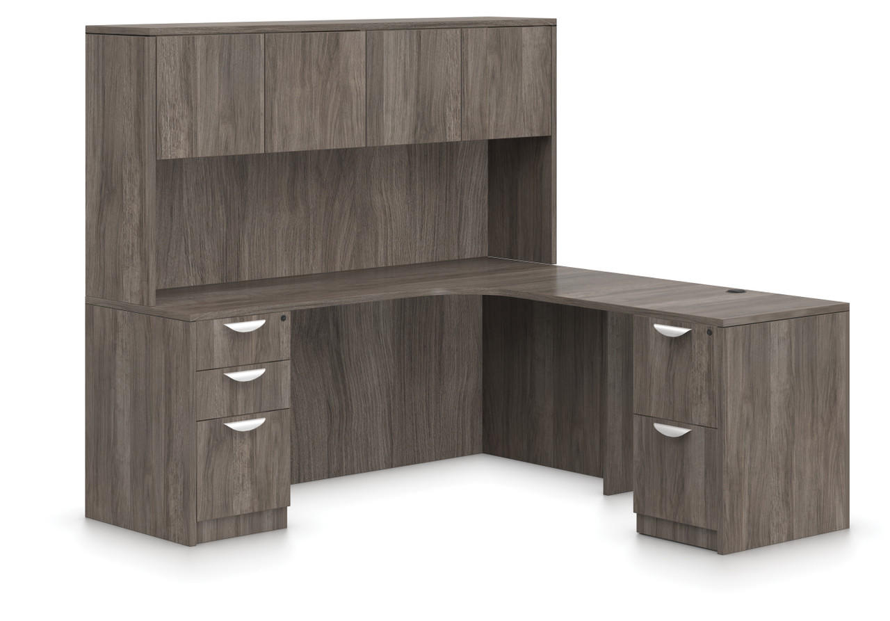  Offices To Go Superior Laminate L Shaped Desk with Hutch SL-25 (5 Finishes Available!) 