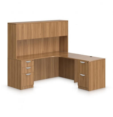 Offices To Go Superior Laminate L Shaped Desk with Hutch SL-25 (5 Finishes Available!)