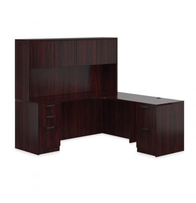 Offices To Go Superior Laminate L Shaped Desk with Hutch SL-25 (5 Finishes Available!)