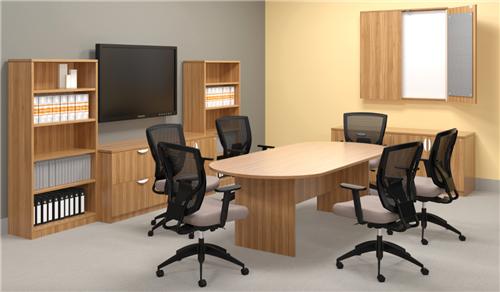 Offices To Go Superior Laminate Oval Conference Table with Walnut Finish