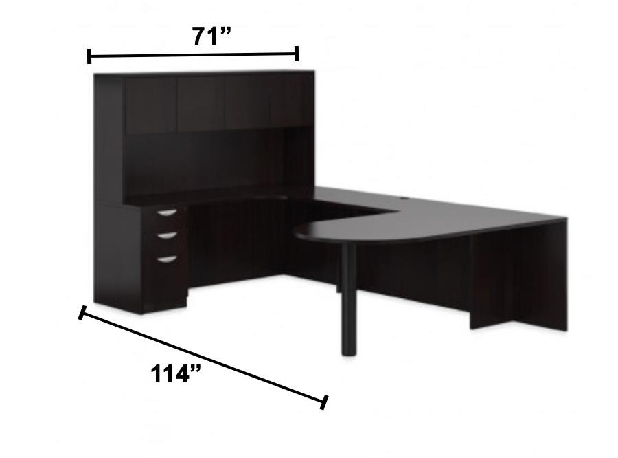 Offices To Go U Shaped Espresso Office Desk Layout with Hutch
