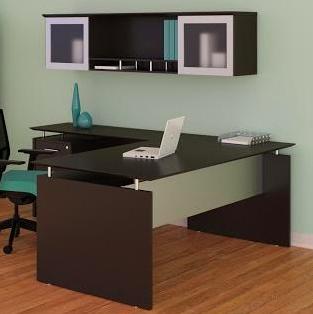 Mayline Group Mayline Medina Reversible L Shaped Desk with Pedestal and Wall Hutch