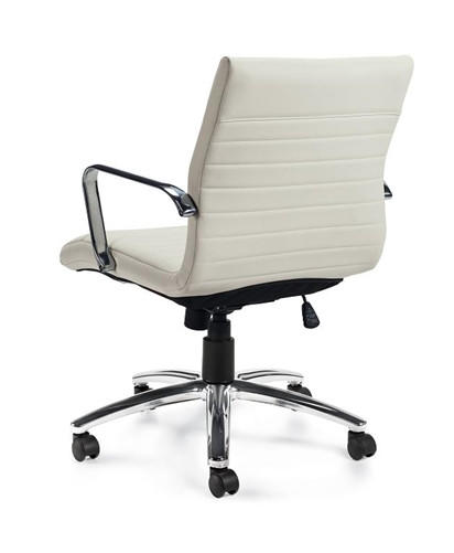 Offices To Go White Leather Ribbed Back Conference Chair