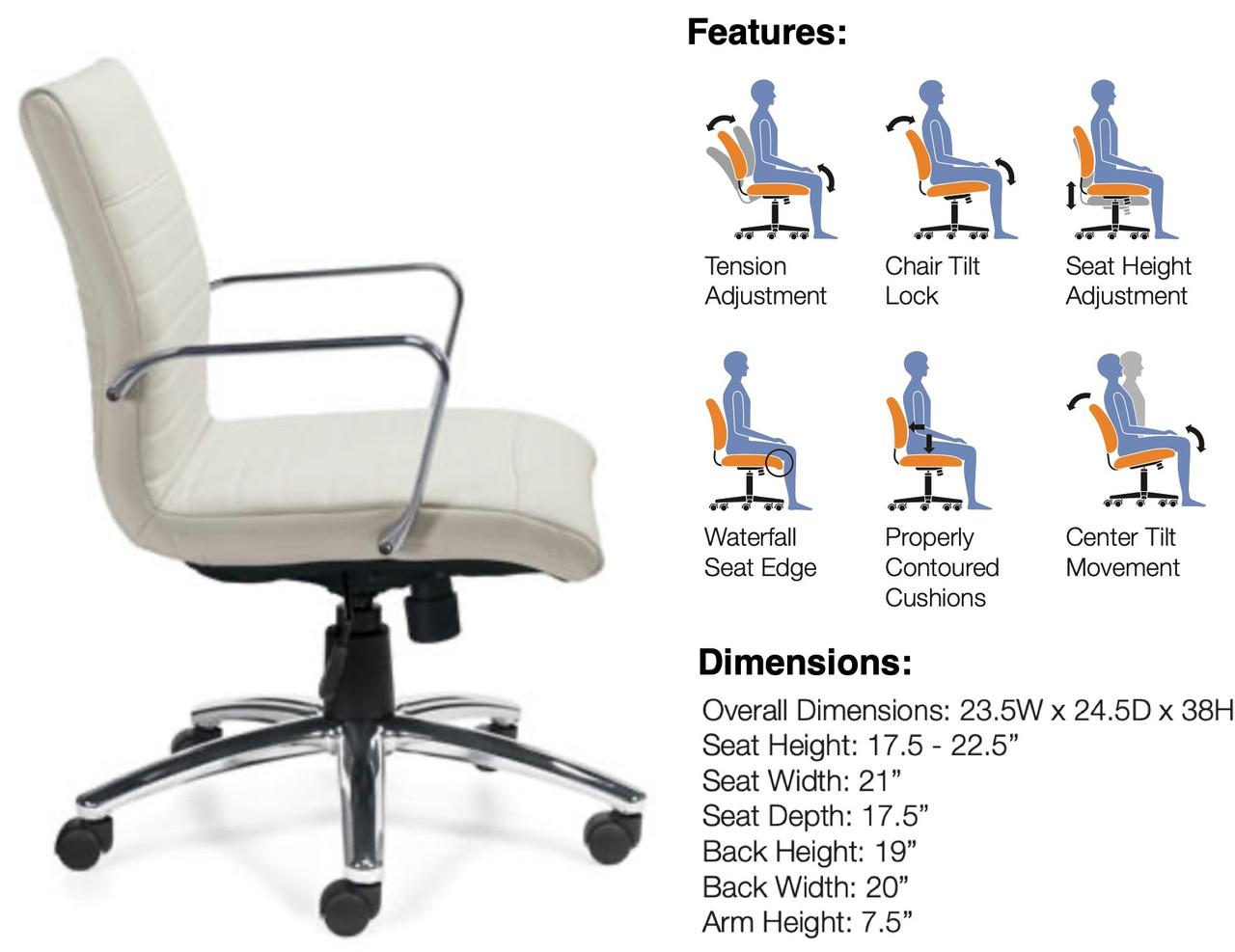 Offices To Go White Leather Ribbed Back Conference Chair