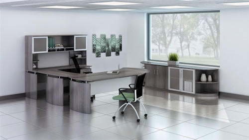 Mayline Group Mayline Medina Series Large Gray Steel Laminate Furniture Set for Executive Office 