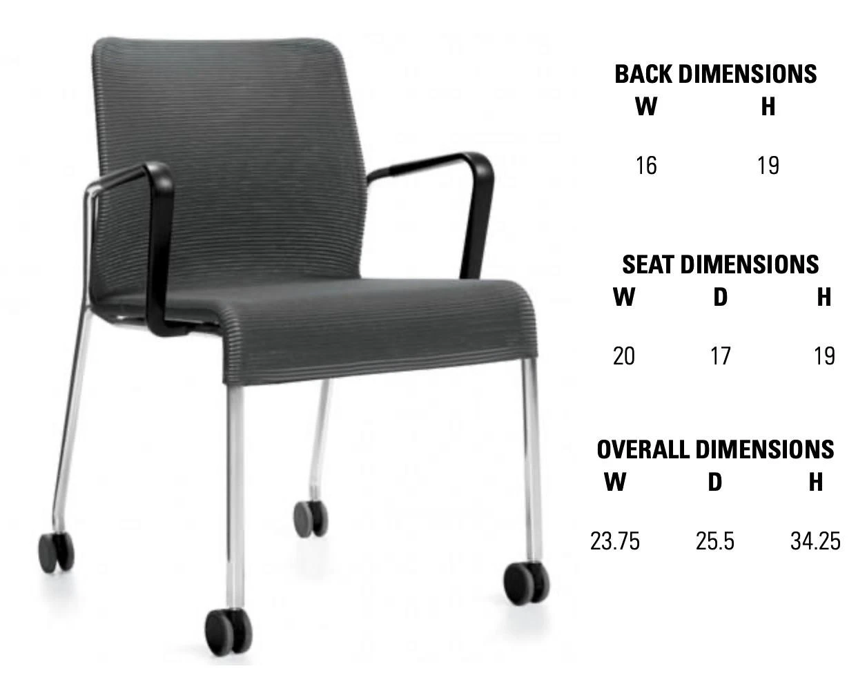 Global Total Office Global 5942C Lite Series Mesh Side Chair with Arms and Casters (24 Color Options Available!)