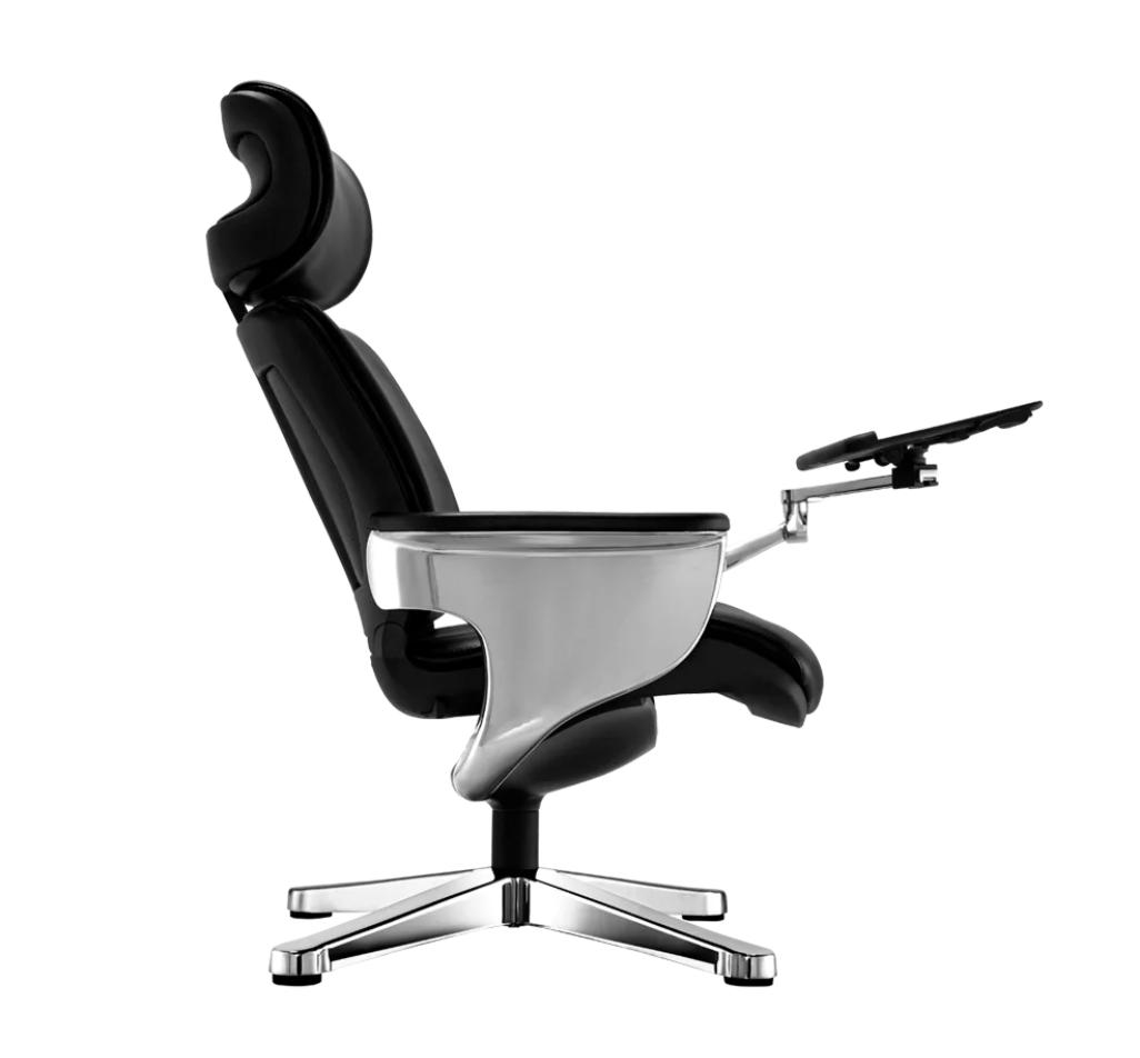 Eurotech Seating Eurotech Nuvem Black Leather Reclining Executive Chair with Tablet Arm and Ottoman - NUVEMBLK