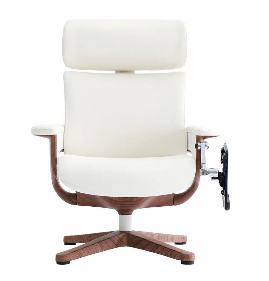 Eurotech Seating Eurotech Nuvem White Leather Reclining Executive Chair with Tablet Arm and Ottoman - NUVEMWHT