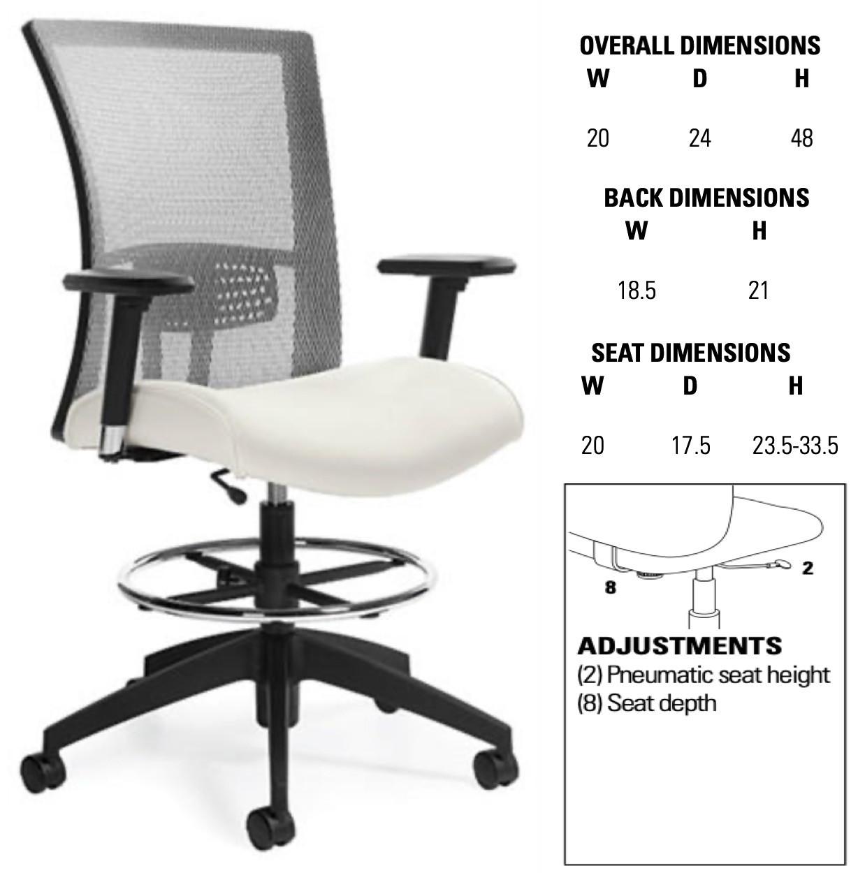 Global Total Office Vion Mesh Back Drafting Chair 6328-6 by Global