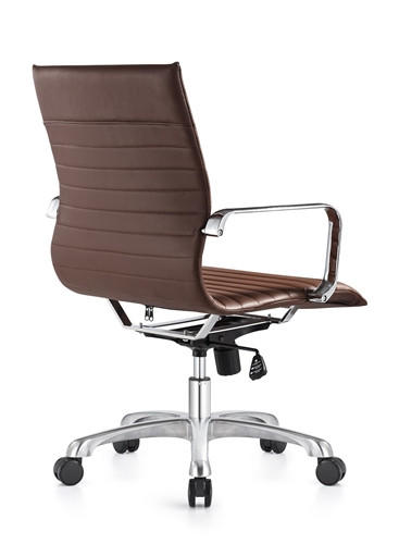 Woodstock Marketing Woodstock Janis Euro Style Brown Leather Ribbed Back Office Chair 