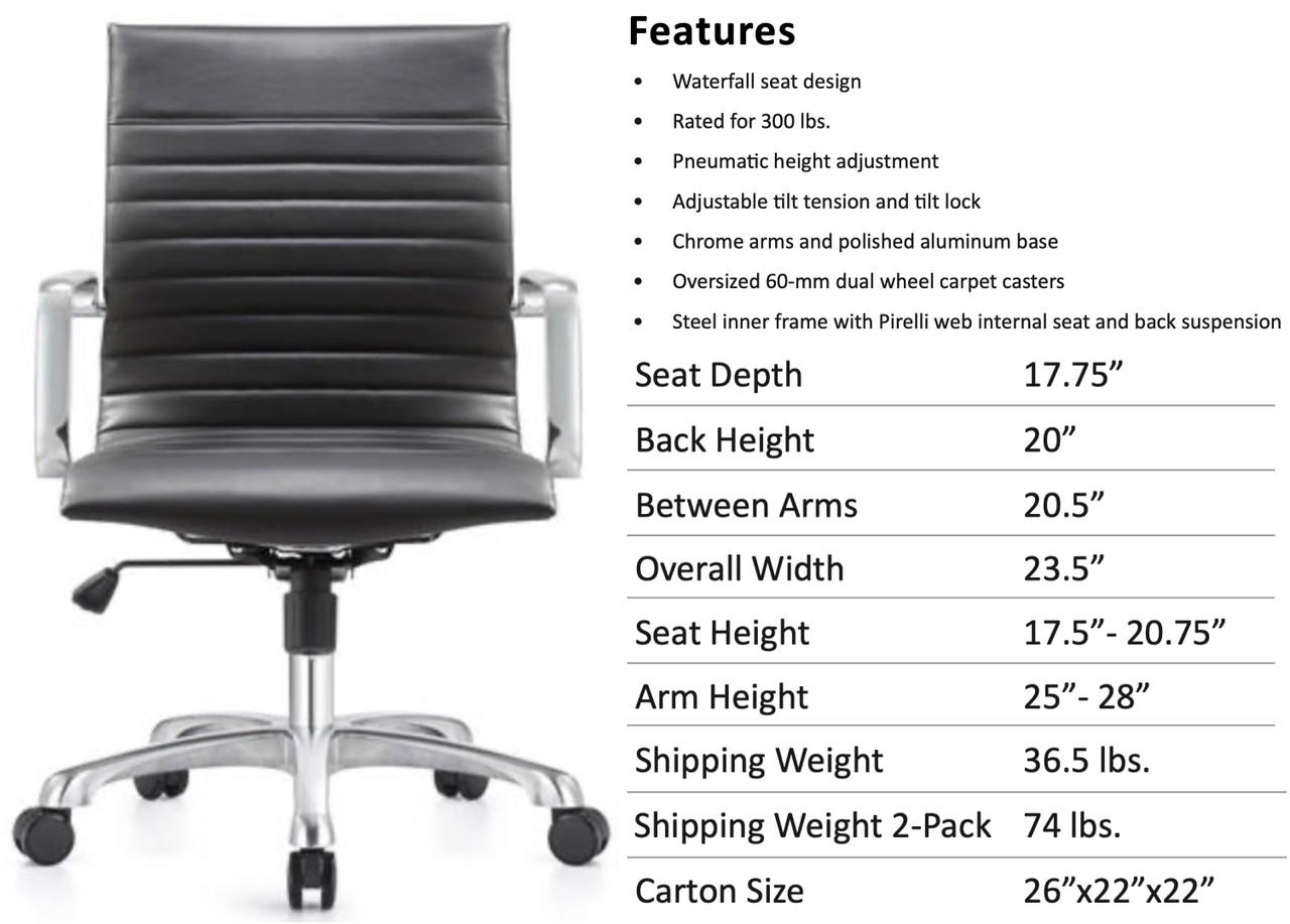 Woodstock Marketing Woodstock Janis Mid Back Black Leather Office Chair