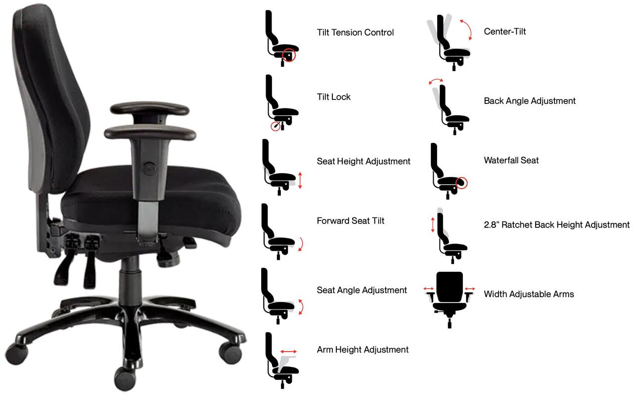 Eurotech Seating 24-7 Black Fabric Ergonomic Office Chair