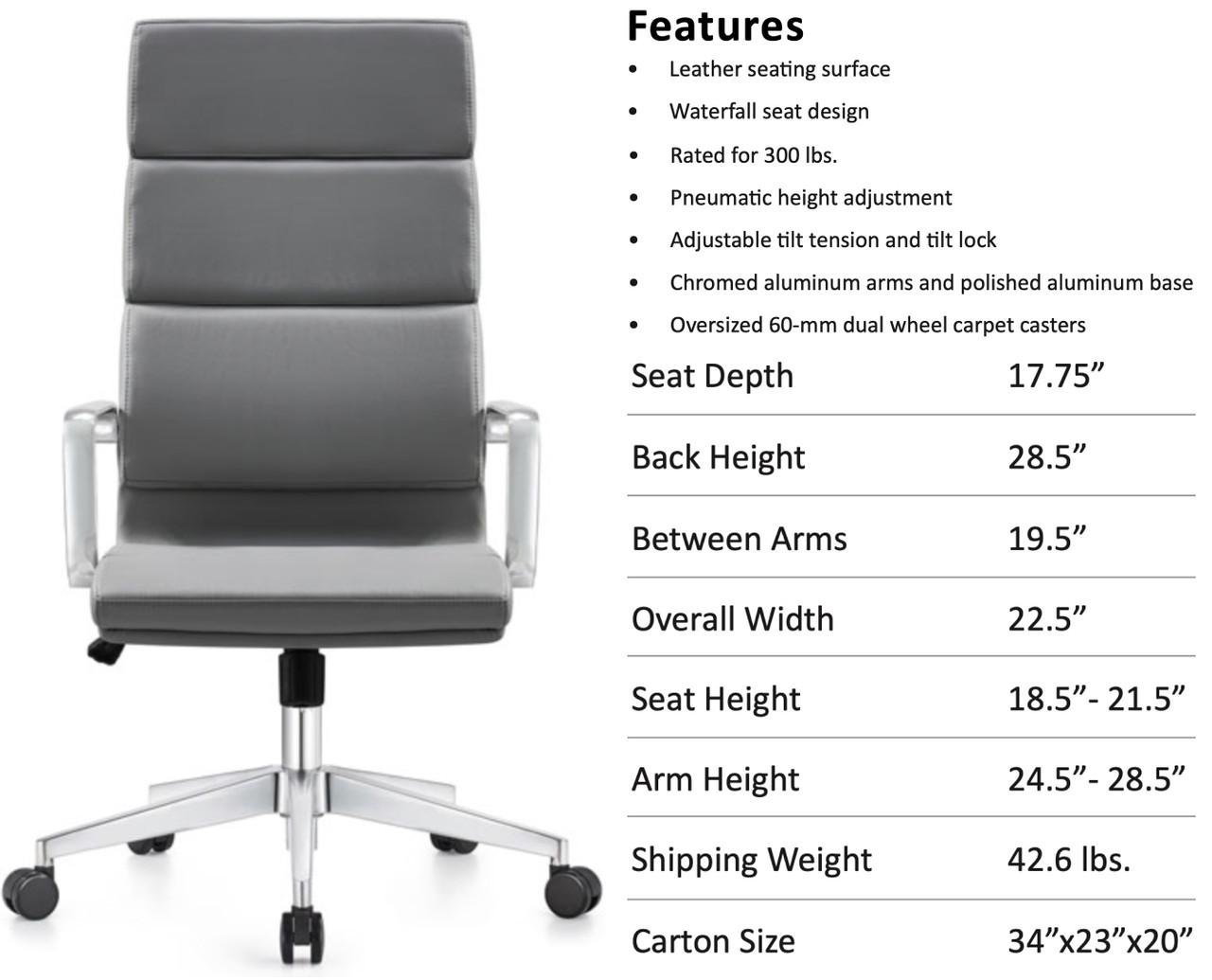 Woodstock Marketing Woodstock Jimi High Back Gray Leather Office Chair