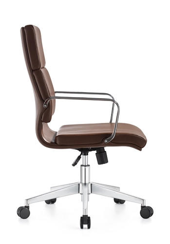 Woodstock Marketing Brown Leather Jimi Mid Back Conference Chair