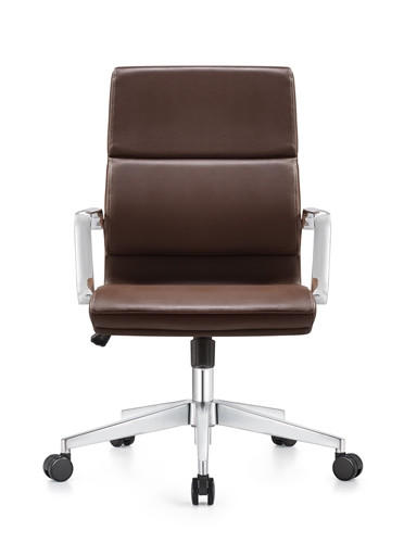 Woodstock Marketing Brown Leather Jimi Mid Back Conference Chair