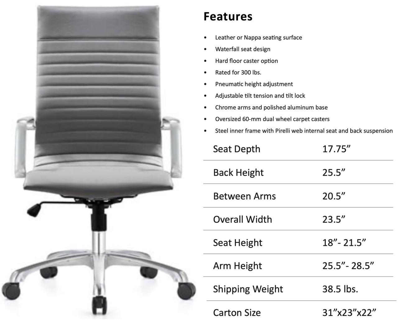 Woodstock Marketing Janis Ribbed Back Conference Chair (6 Color Options!)