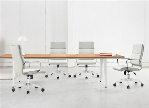  Woodstock Marketing Jimi Mid Back Contemporary Off White Leather Conference Chair 