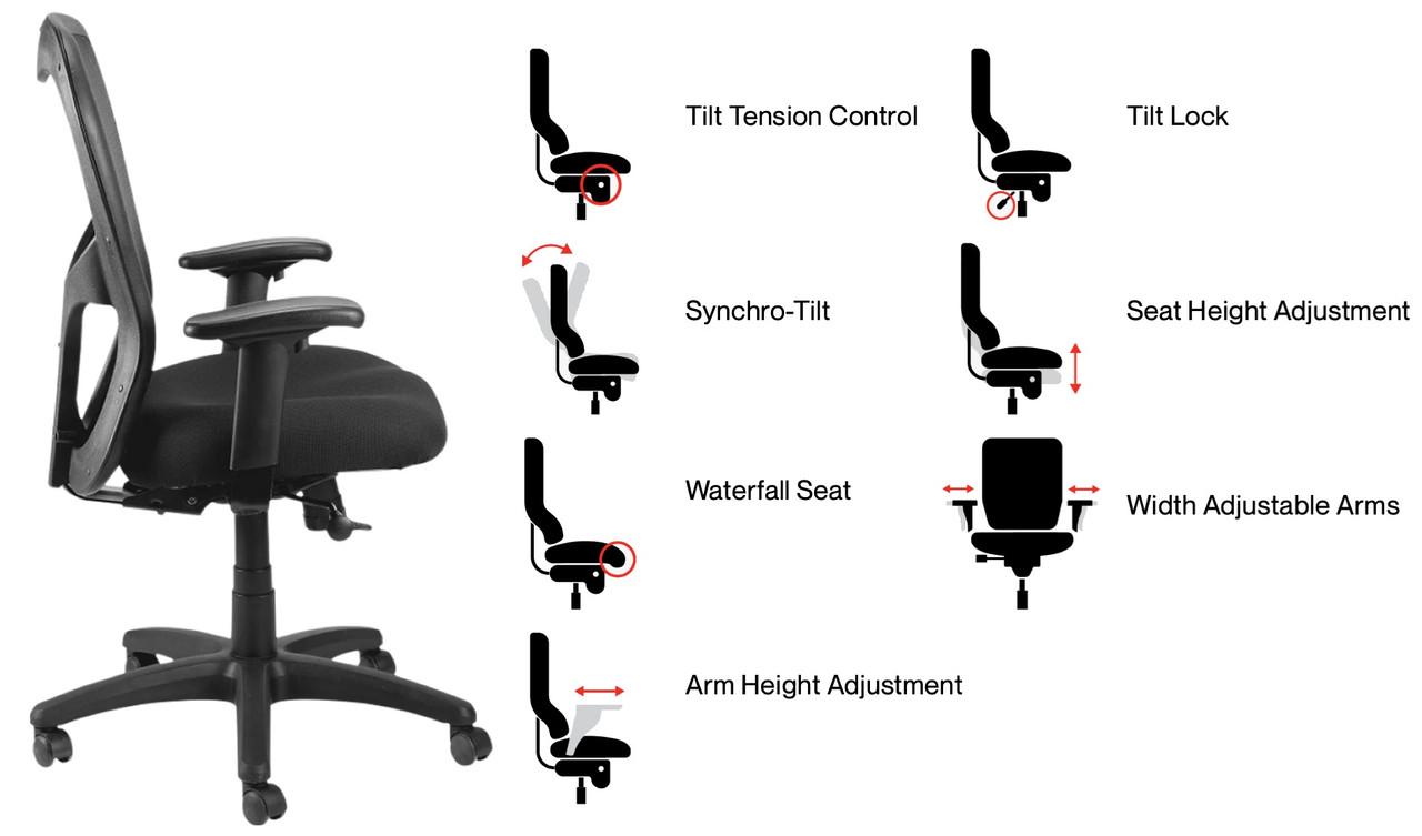 Eurotech Seating Apollo Black Mesh Back Computer Chair MM9500