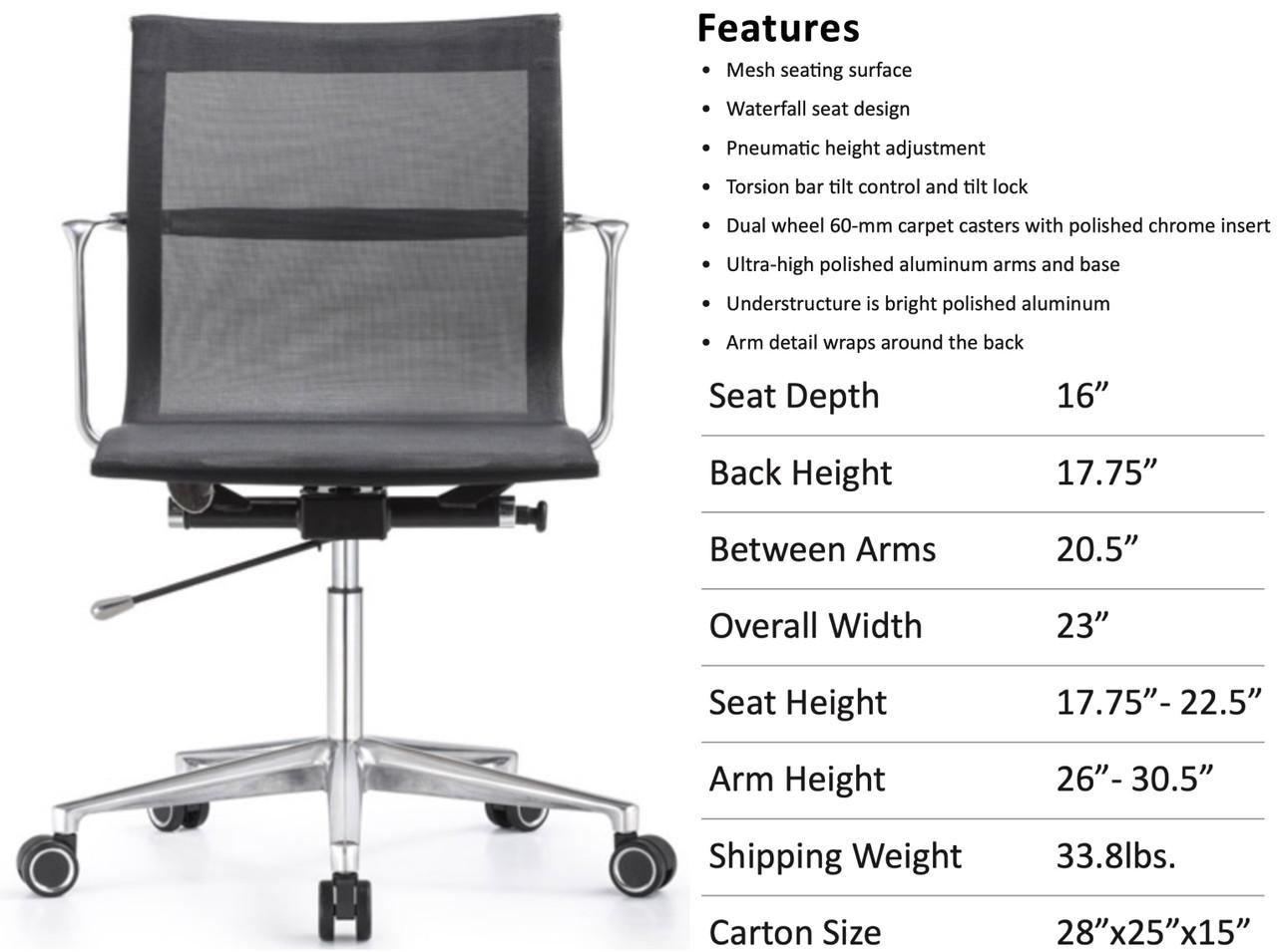  Woodstock Marketing Joan Black Mesh Mid Back Chair 