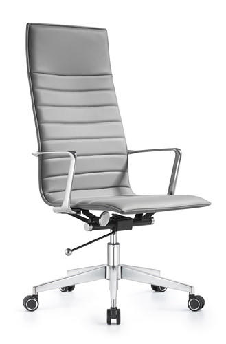 Woodstock Marketing Joe High Back Midtown Gray Leather Office Chair