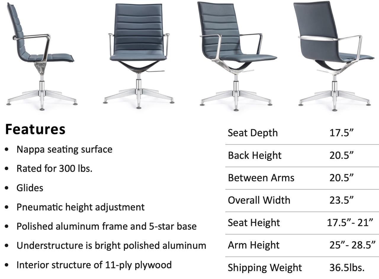 Woodstock Marketing Joe Ribbed Back Leather Side Chair (5 Colors!)