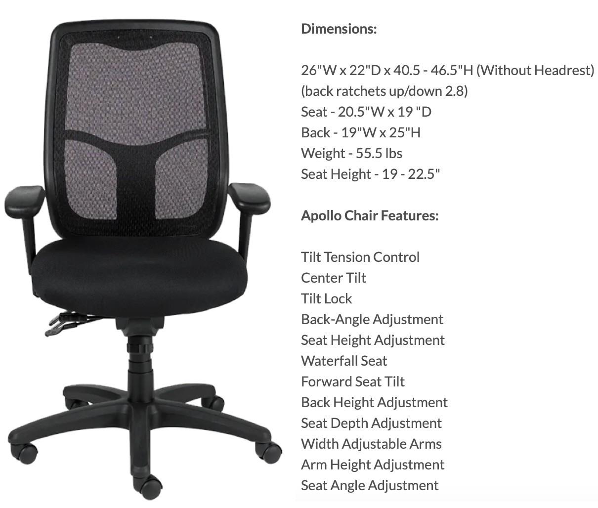 Eurotech Seating Apollo Ergonomic Office Chair with Headrest
