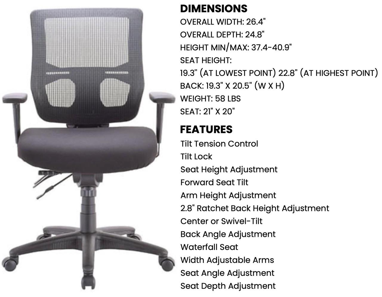 Eurotech Seating Apollo II Multi-Function Mid Back Chair MFST5455