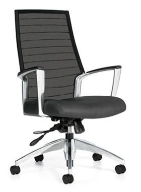 Global Total Office Global Accord High Back Mesh Chair with Genuine Leather Seat 2676LM-4 