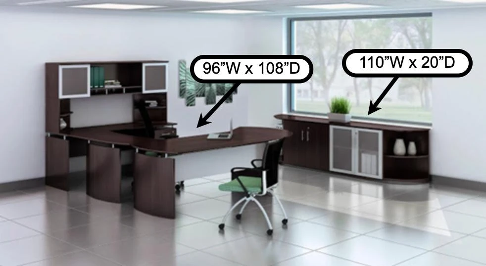 Mayline Group Mayline Medina Series U Shaped Executive Furniture Layout in Mocha