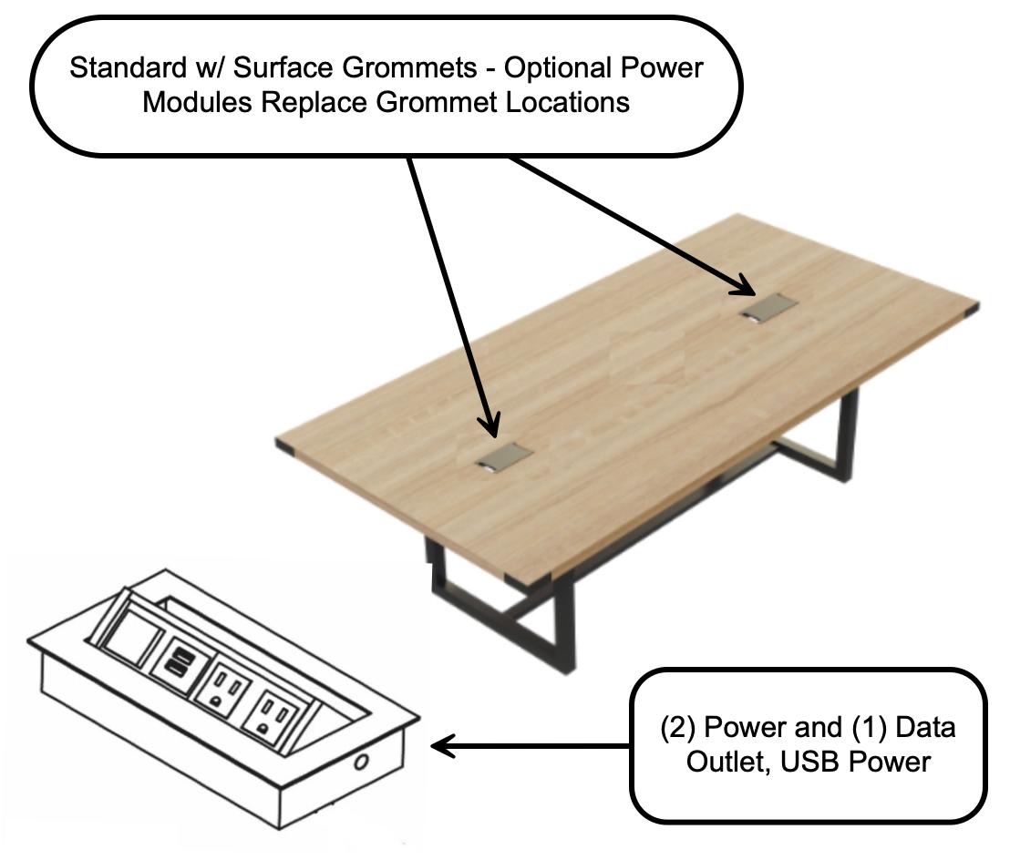 Safco Products Safco Mirella 8' Rectangular Conference Table with Optional Power MRCS8