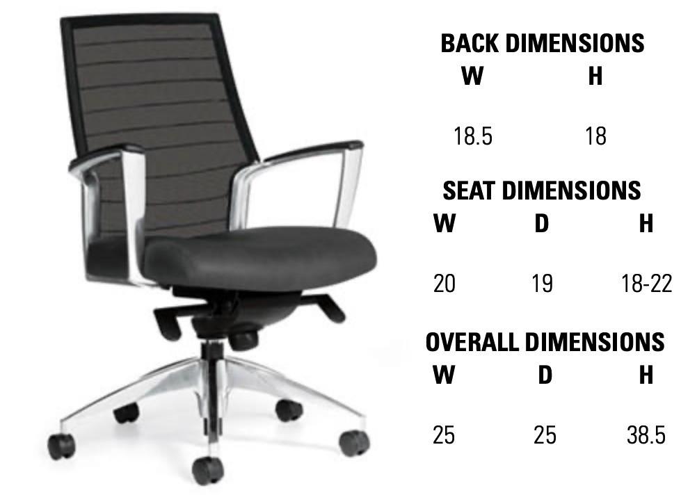 Global Total Office Global Accord Medium Back Mesh Chair with Genuine Leather Seat 2677LM-2