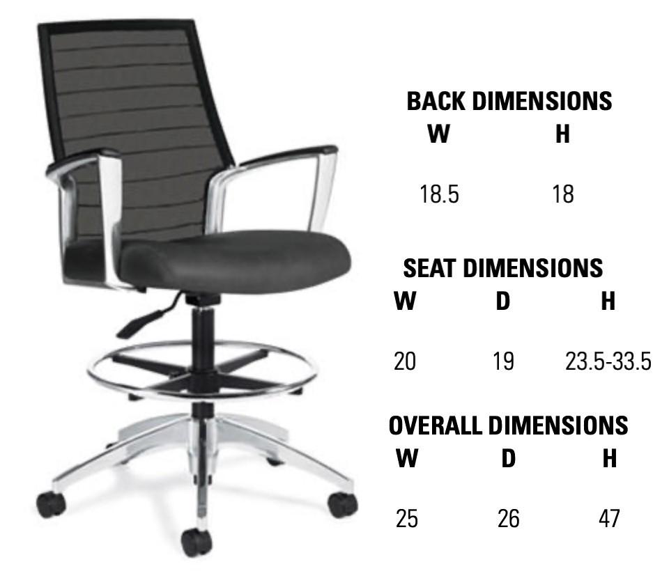 Global Total Office Global Accord Mesh Back Drafting Stool with Genuine Leather Seat 2678LM-6