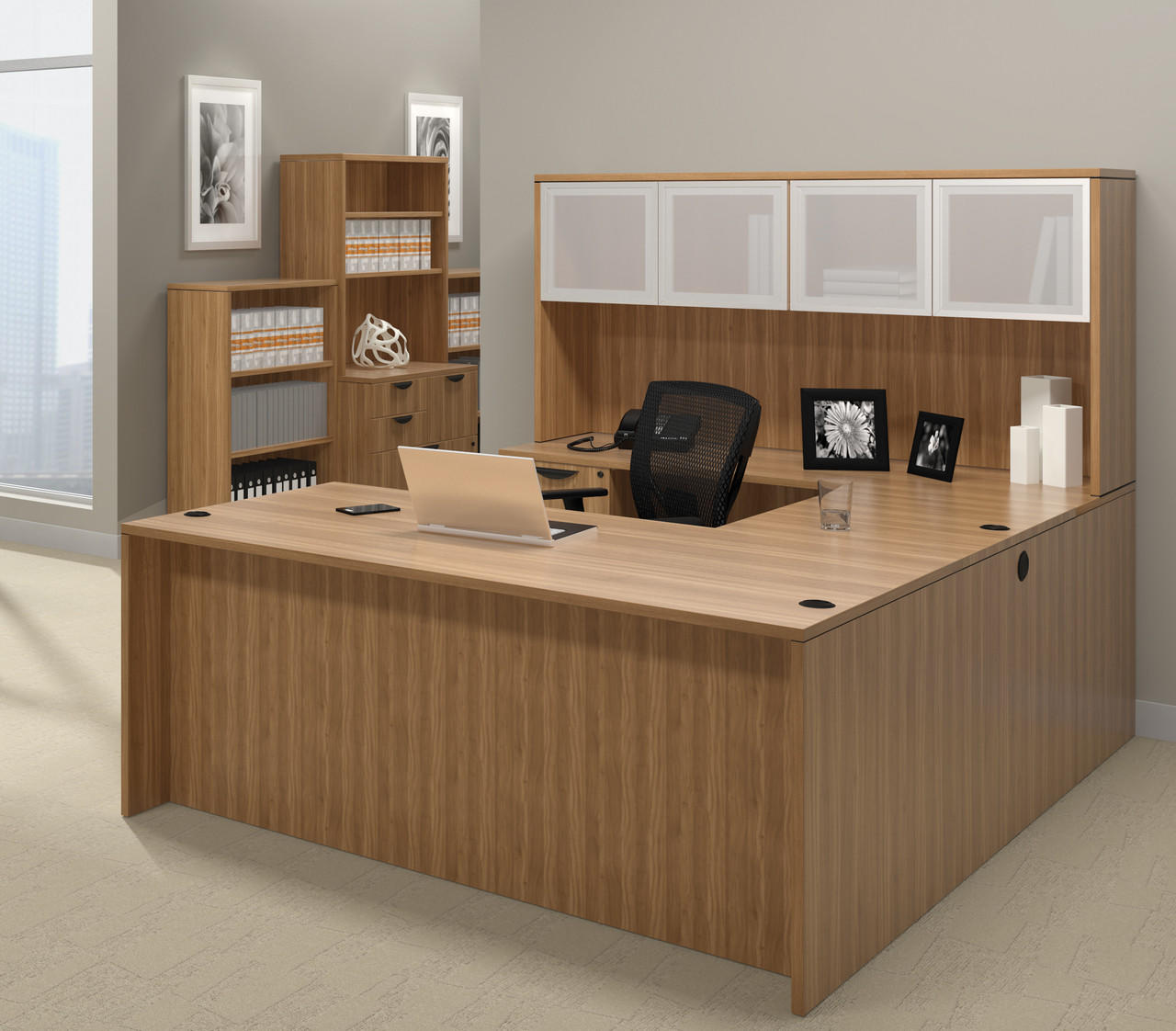  Offices To Go Superior Laminate Executive U-Shaped Workstation 