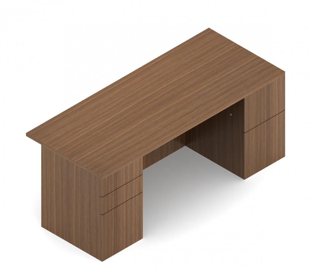 Global Total Office Global Lufton 72" x 30" Wood Veneer Double Pedestal Desk 