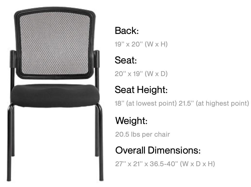 Eurotech Seating Dakota 2 Armless Mesh Back Side Chair 7014 (2 Pack!)