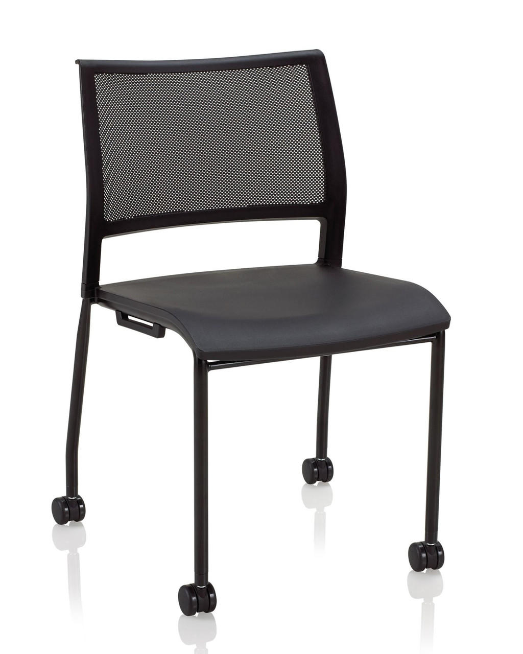 KI Furniture and Seating KI Opt4 Mobile Stack Chair with Mesh Back and Poly Seat 