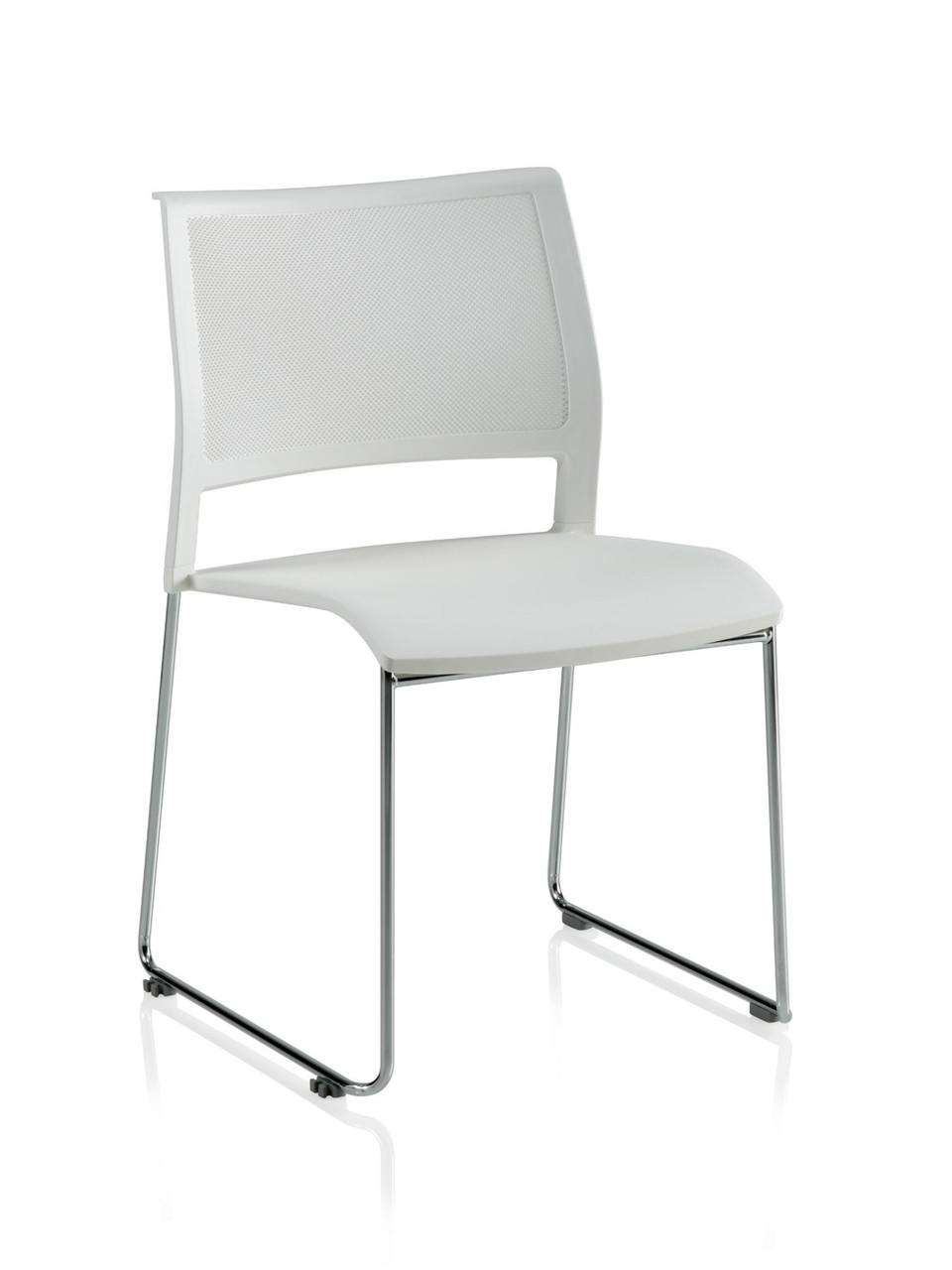 KI Furniture and Seating KI Opt4 Armless Sled Base Stack Chair with Mesh Back and Poly Seat 