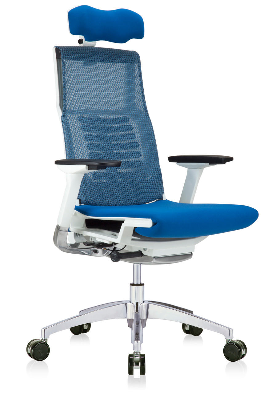 Eurotech Seating Eurotech Powerfit Mesh Chair with Fabric Seat and White Frame