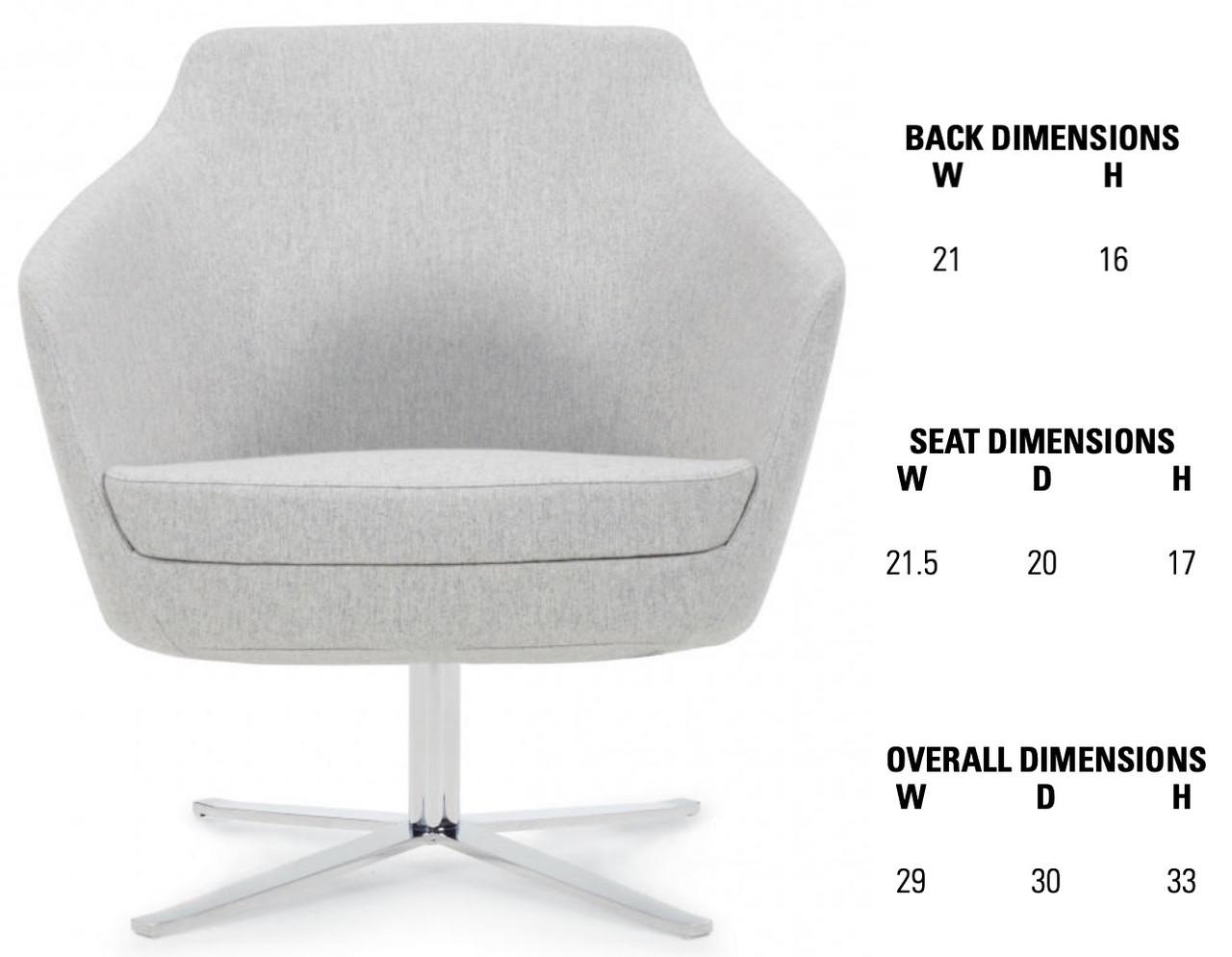 Global Drift Low Back Lounge Chair with Chrome Swivel Base