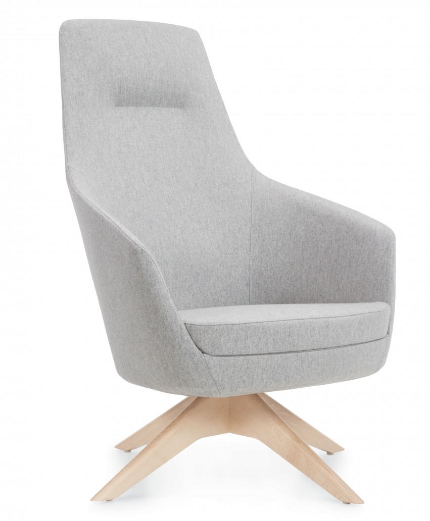 Global Total Office Global Drift High Back Lounge Chair with Wood Swivel Base 