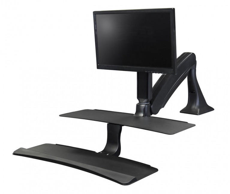 Global Total Office Global Single Screen Sit-Stand Workstation with Keyboard Tray and Shelf 