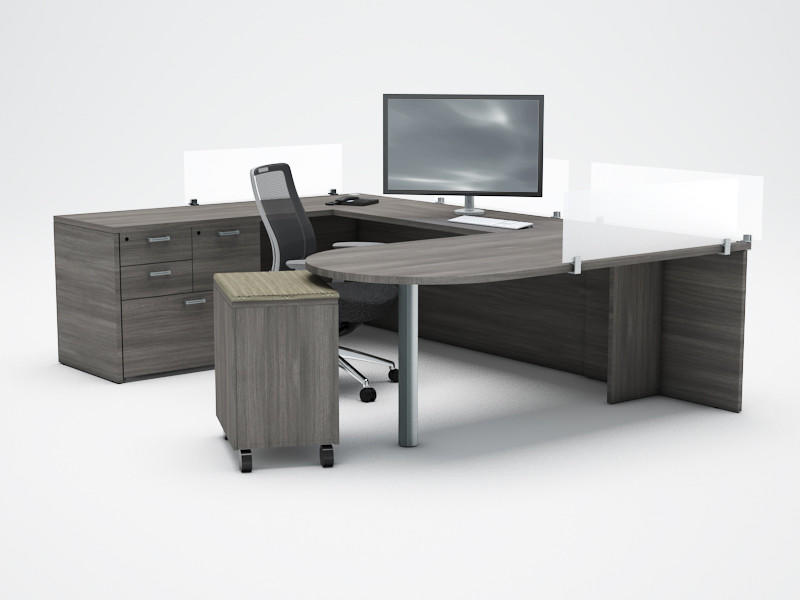Cherryman Office Furniture Cherryman Amber Collaborative U Desk with Privacy Screens 